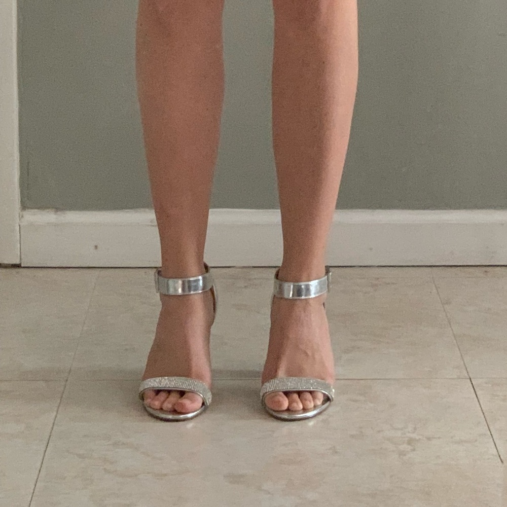 Silver Rhinestone Embossed Heels - Picture 4 of 10